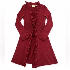 Sparrow Anthropologie Cardigan Sweater burgundy size S long duster